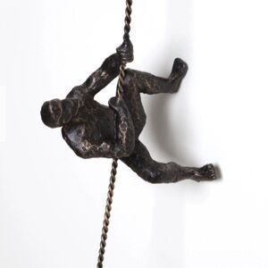 Cast Iron Climbing Man Sculpture Wall Art Design Decoration